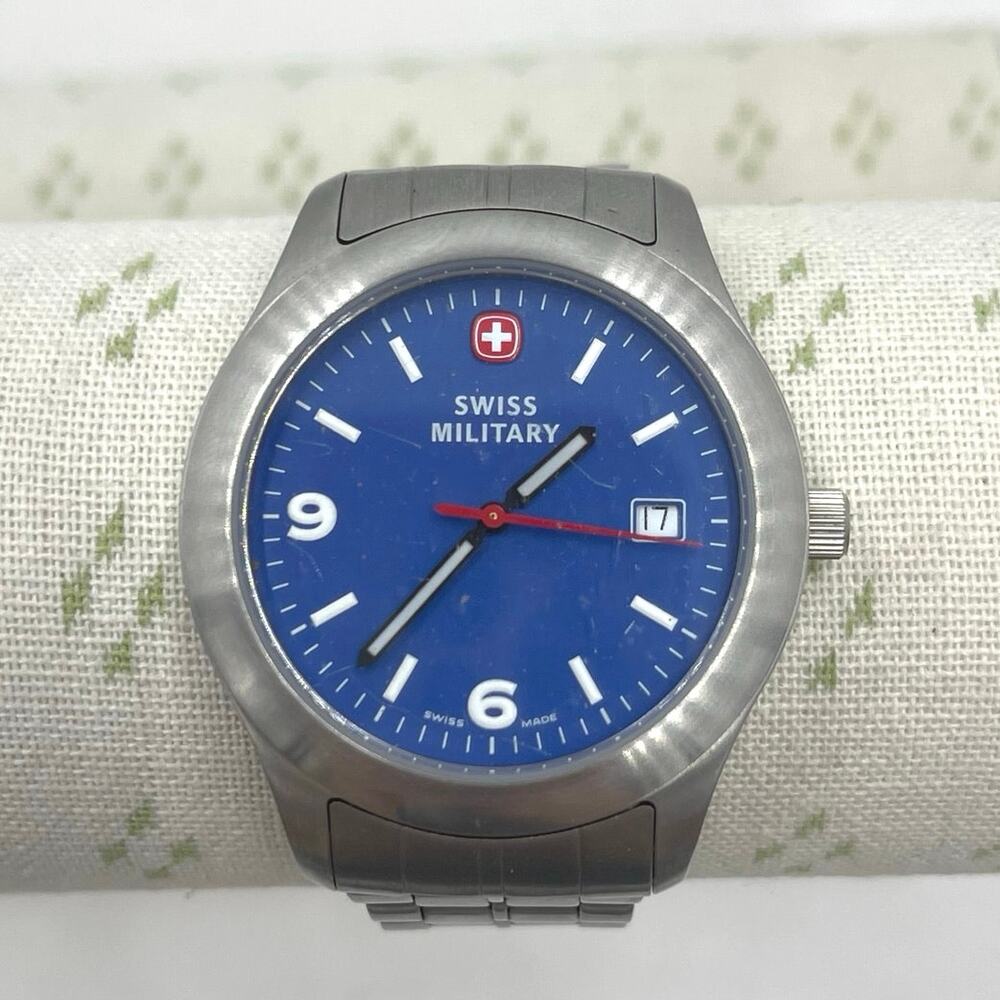 Wenger Swiss Military Watch Blue Stainless Steel 095.1535 Water Resistant 100m